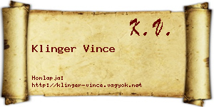 Klinger Vince névjegykártya
